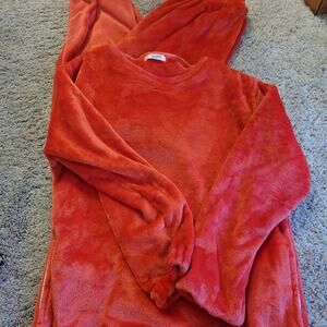 Ekouaer Plush Lounge Set Red Fleece Pajama Set Medium Soft Cozy